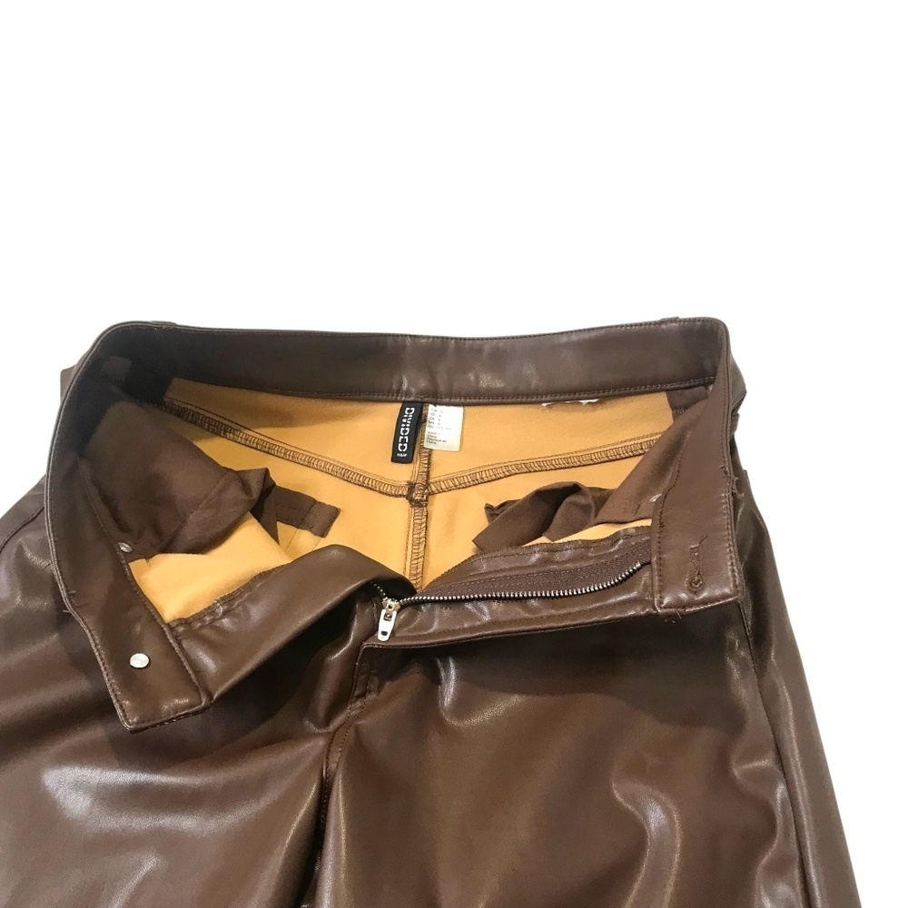 Vintage Brown Faux Leather Pants Women’s High Waist Straight Leg RetroY2K Size 4
